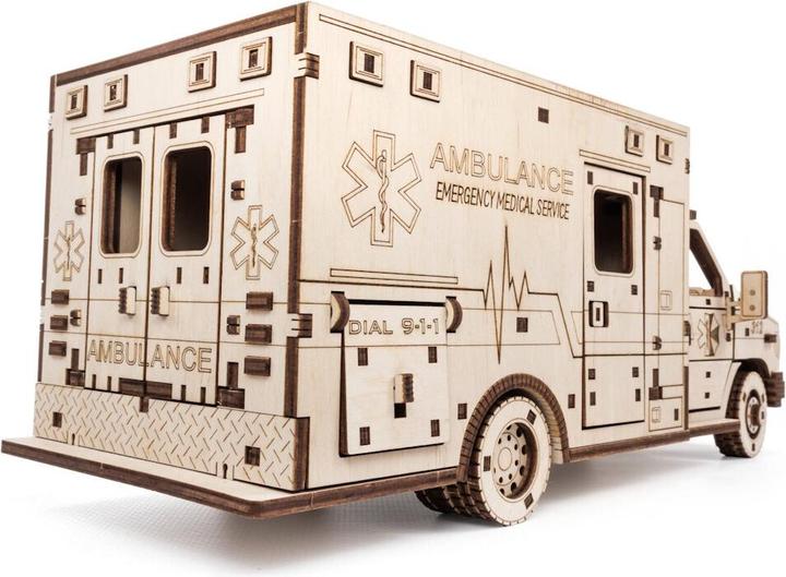 Actual product image Eco Wood Art Mechanical 3D wooden-puzzle - Ambulance (386 parts)