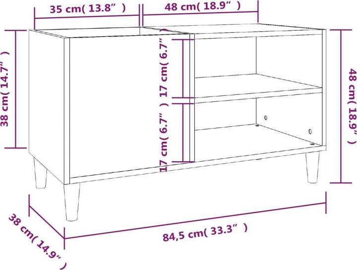 Produktbild VidaXL Plattenschrank Schwarz 84,5x38x48 cm Holzwerkstoff (84.5 x 38 x 48 cm)