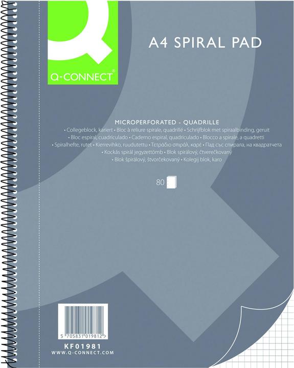 Produktbild Q-Connect Collegeblock (A4, Kariert, Harter Einband)
