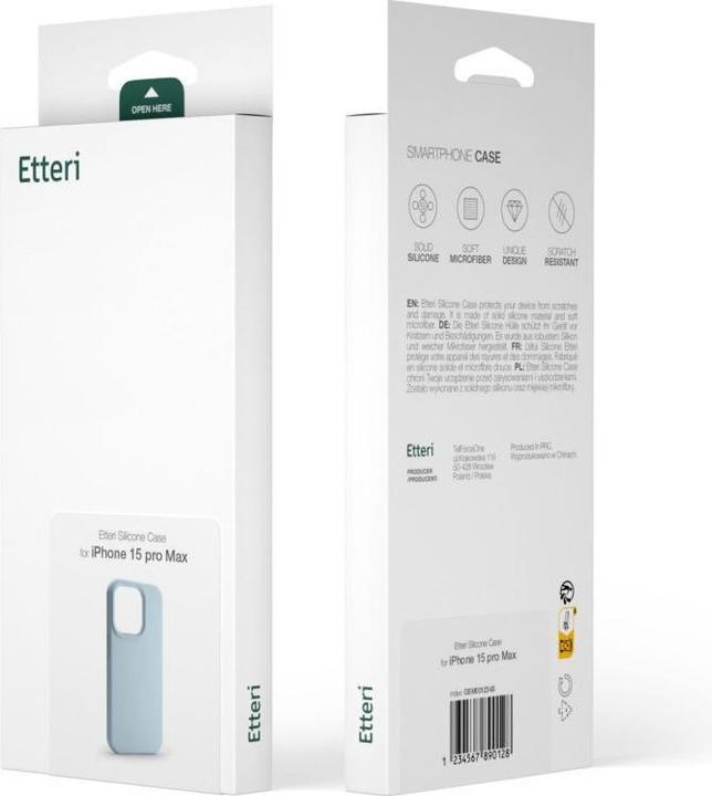 Actual product image Etteri Silicone case for iPhone 15 Pro Max 6,7" light blue (Apple iPhone 15 Pro Max)