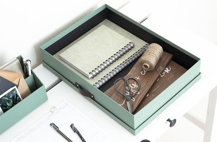 Produktbild Bigso Schachtel Leinenbezug Sverker Soft Teal (31 cm)