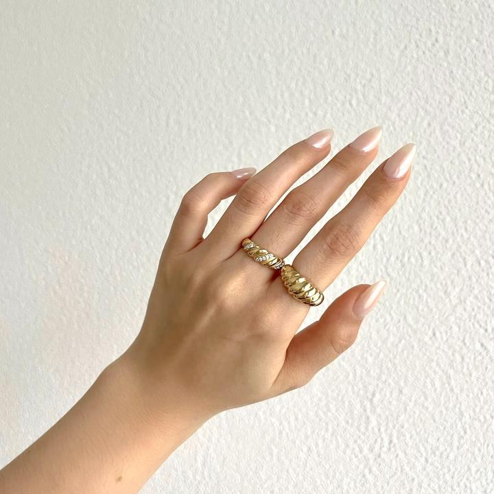 Actual product image Candy Croissant ring, 925 sterling silver, gold-plated (52, 925 Silver)