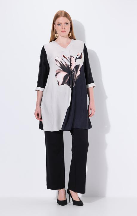 Actual product image Ulla Popken Tunika, Blüte, Zierfalte, V-Ausschnitt, 3/4-Arm (54)