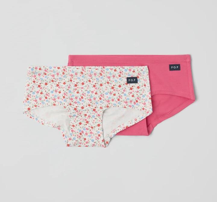 Produktbild PO.P 2-Pack Mädchen Hipster-Unterhosen Blumen (92, 2er Pack)