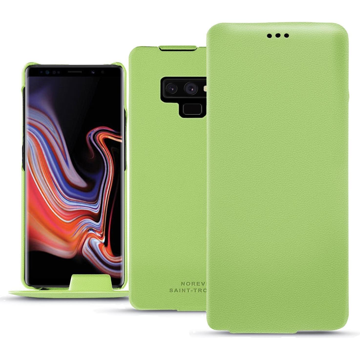 Noreve Lederschutzhülle vertikal (Samsung Galaxy Note 9), Smartphone Hülle, Grün