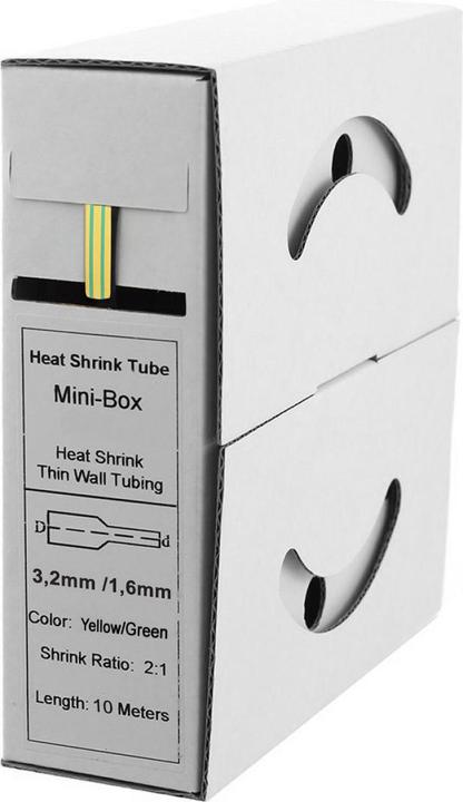Offgridtec Tubo termorestringente da 10 m 3,2 mm>1,6 mm verde/giallo (10x)