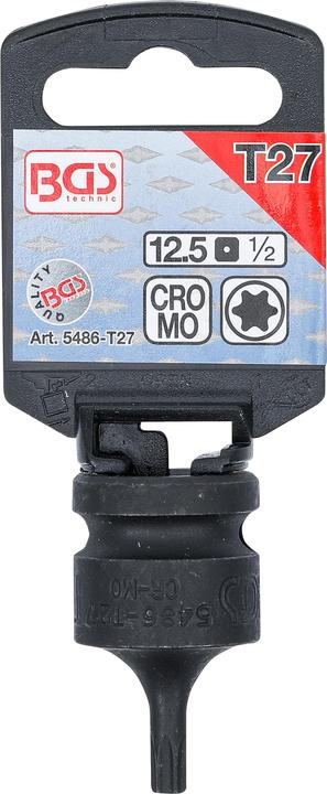 Productafbeelding BGS Power bit-inzetstuk | Aandrijving vierkantaandrijving 12,5 mm (1/2") | T-profiel (voor Torx) T27 (Vierkant stopcontact)