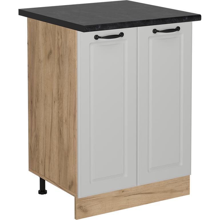 Vicco, Regal, Küchenunterschrank R-Line, Weiss Landhaus/Goldkraft Eiche, 60 cm, AP Anthrazit