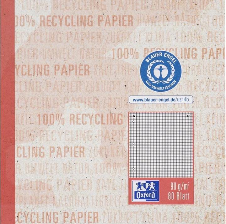 Produktbild Oxford RECYCLING - Collegeblock kariert (A5+, Kariert, Weicher Einband)