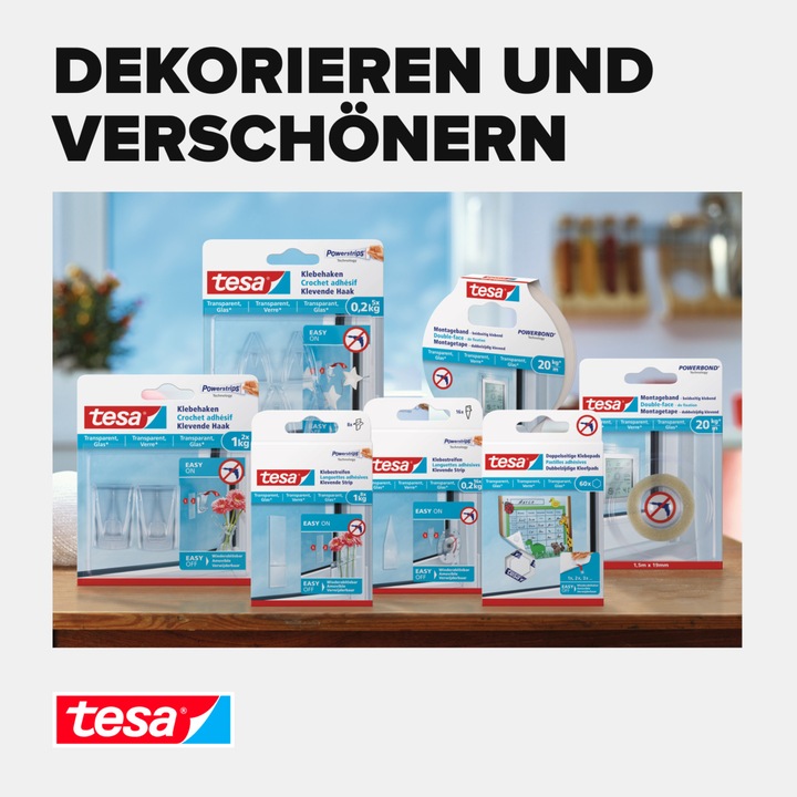 Produktbild tesa 3x Powerstrips Gardinenhaken 12 Haken