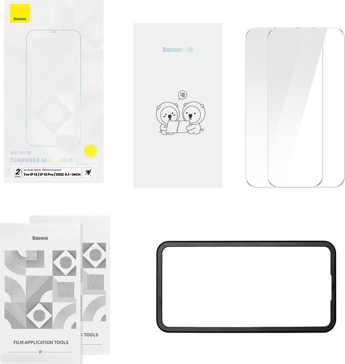 Actual product image Baseus All-glass Crystal Tempered Glass EasyStick Film iP14 (Pack of 2) (2 pcs., Apple iPhone 14)