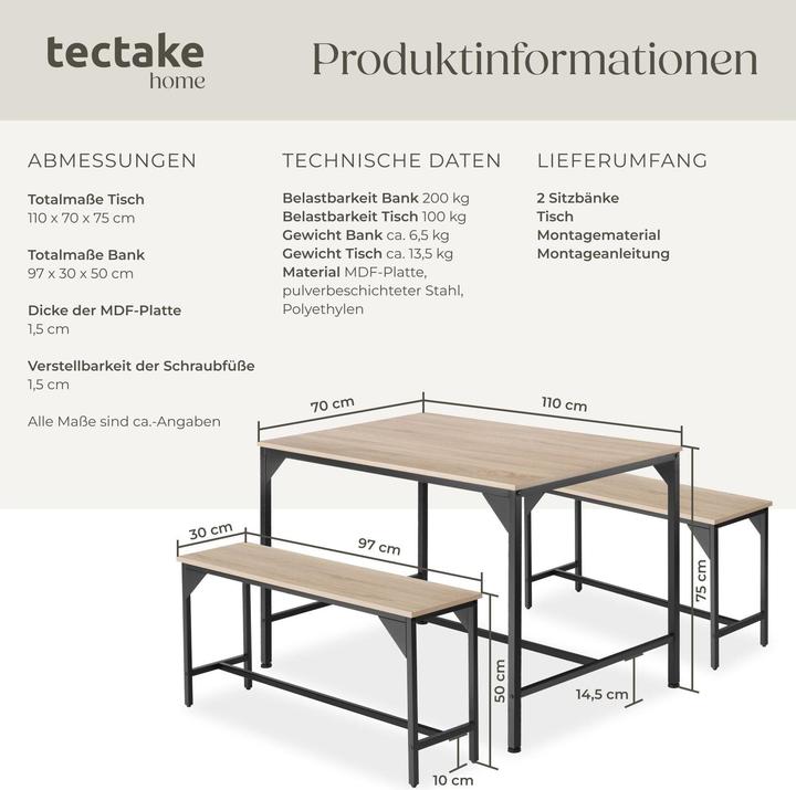 Produktbild tectake Sitzgruppe Bolton (MDF)