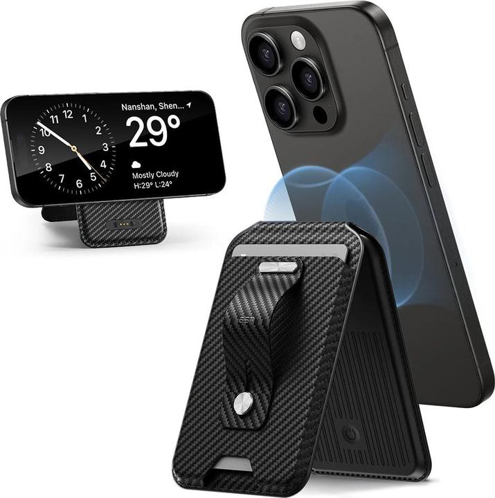 ESR Geo Magnetic Wallet Stand, Black Carbon Fiber