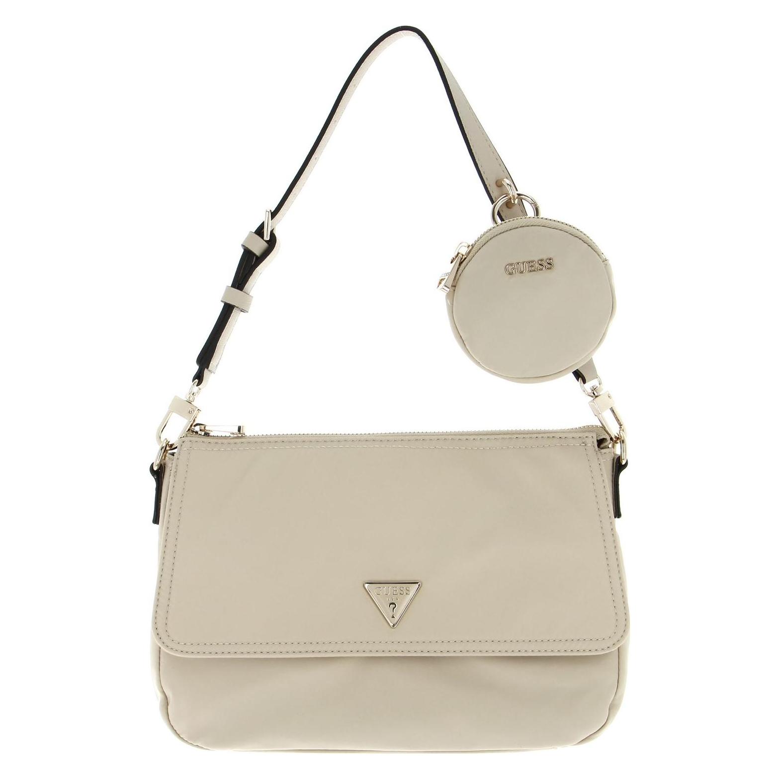 Guess, Damen, Handtasche, Eco Gemma Top Zip Shoulder Bag, Beige