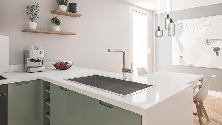Produktbild Grohe Küchenarmatur mit Handbrause Minta supersteel matt 30274