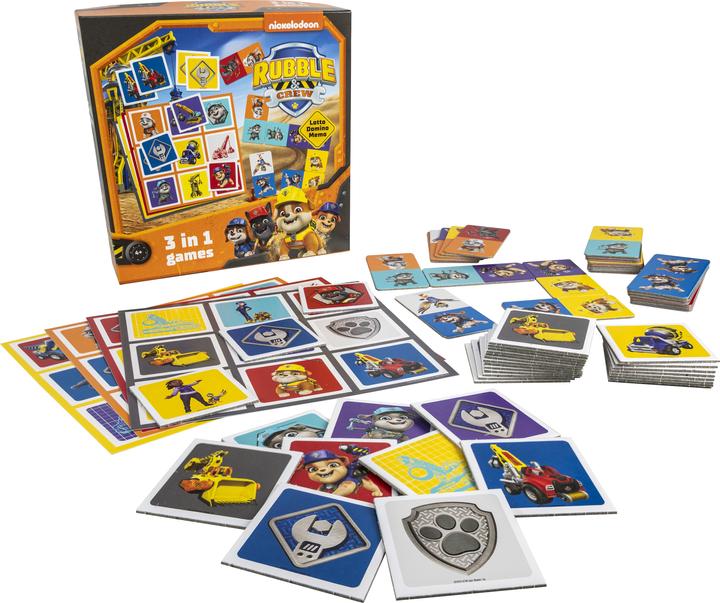 Productafbeelding Selecta Spielzeug PAW Patrol Rubble & Crew 3in1 Memo Lotto Domino (Zweeds, Engels, Fins, Noors, Deens)