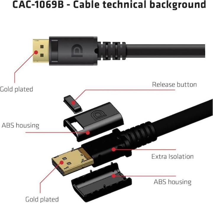 Produktbild Club 3D DisplayPort 1.4 HBR3 8K Cable M/M /13.12ft (4 m, DisplayPort)