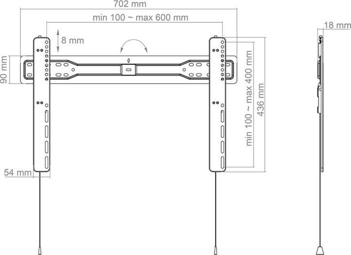 Immagine prodotto Hagor BL Superslim 600 (Muro, 75", 35 kg)