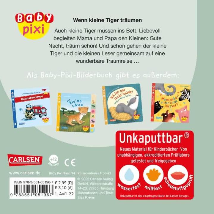 Actual product image Baby Pixi (unkaputtbar) 94: Wenn kleine Tiger träumen (German)