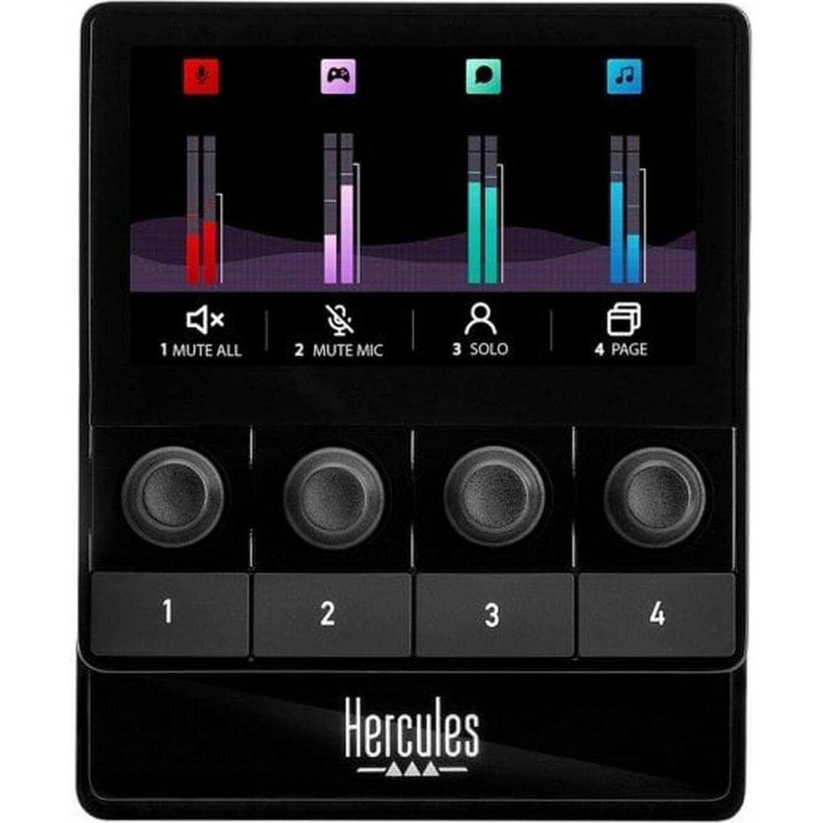 Hercules Controllo del mixer Stream 100 Audio Controller al dettaglio, Streaming deck, Nero