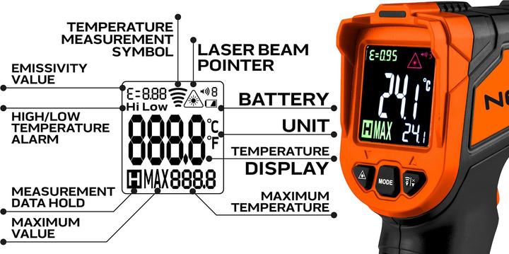 Productafbeelding Neo Pyrometer, apparaat voor temperatuurmeting (C-50 880, F-58 1616)