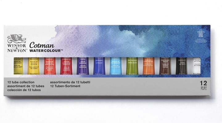 Actual product image Winsor & Newton Cotman Watercolors, 8 ml, Black, Blue, Green, Purple, Red, White, Yellow, 12 pc(s) (8 ml)