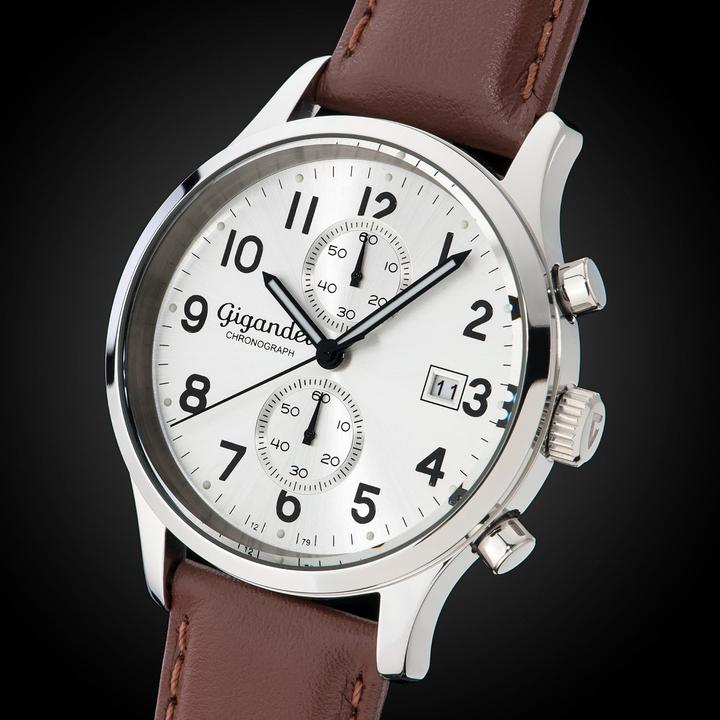 Actual product image Gigandet Elegantes analoges Chronographen-Armbanduhren mit Lederband und 50 m wasserdicht (Chronograph)