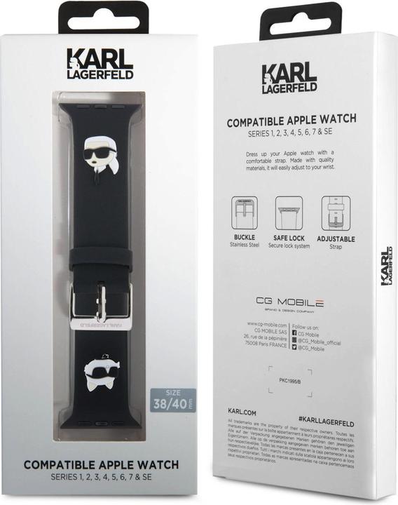 Produktbild Karl Lagerfeld Pasek KLAWMSLKCNK Apple Watch 38/40/41mm czarny/black strap 3D Rubber Karl&Choupette (Silikon)