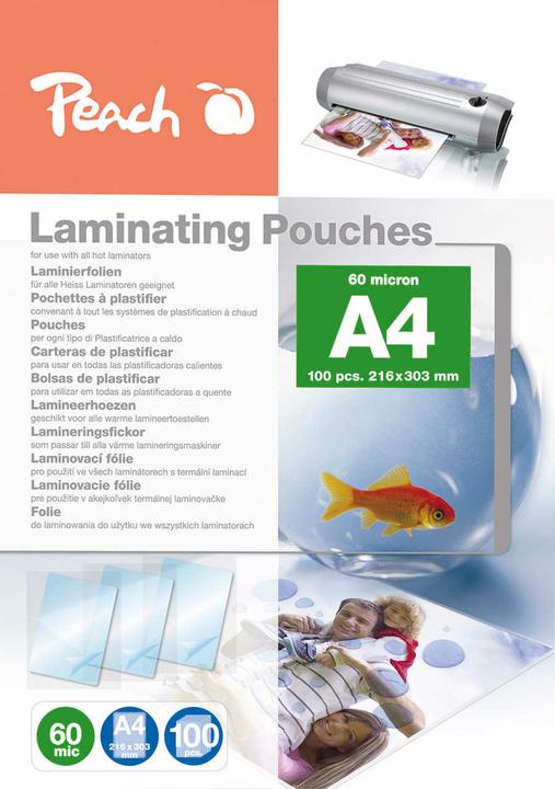 Produktbild Peach Laminierfolie A4 (303x426mm) 60mic (A4, 100 Stück, 60 µm)