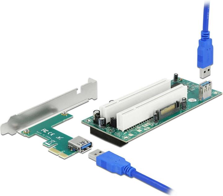 Delock Riser Karte PCI Express x1 zu 2 x PCI 32 Bit Slot mit 60 cm Kabel
