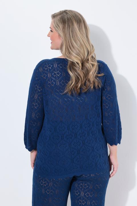 Image du produit Miamoda Pull fine maille, encolure en V et manches 3/4 (58, 60)