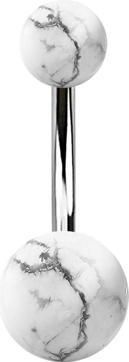 Produktbild Hollywood Body Jewelry Banane silber mit zwei Kugeln Howalite Stein (ohne Messing, Mineralisch, Chirurgenstahl 316L)