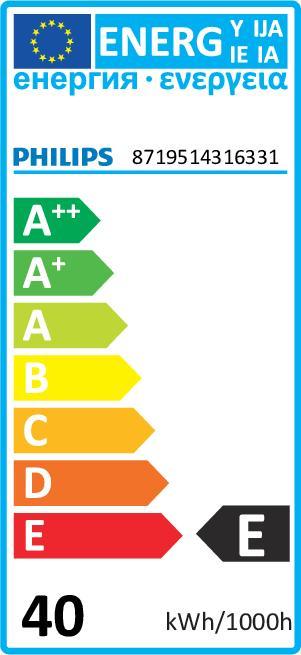 Energy Label Philips Professional LED light (E40, 40 W, 7200 lm, 6 x, C)