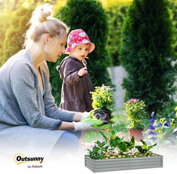 Produktbild Outsunny Hochbeet Stahl Silber