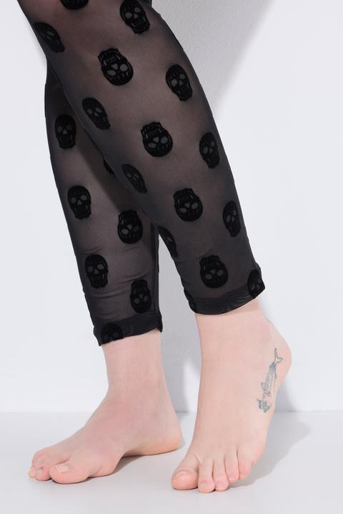 Produktbild Ulla Popken Strumpf-Leggings, Totenköpfe, Mesh