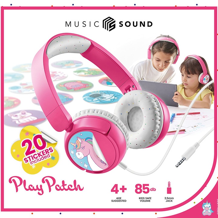 Produktbild Cellularline Music Sound Play Patch – On-Ear-Kopfhörer für Kinder (rosa)