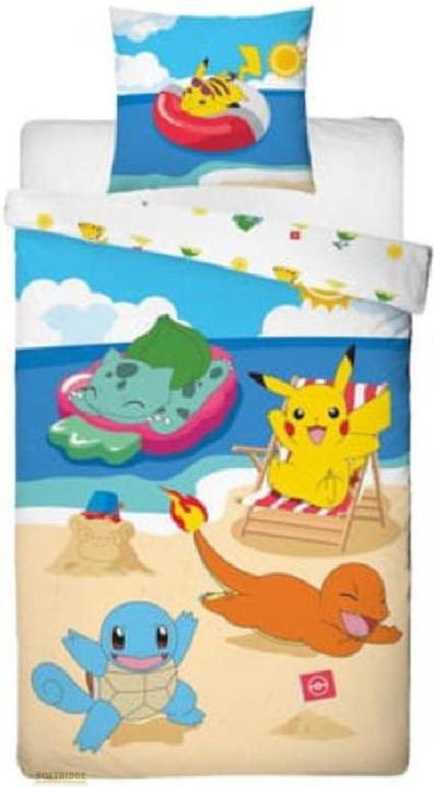 Lyo Pokémon - Parure de lit en microfibre Pikachu et ses amis à la plage (200x140cm 63x63cm)