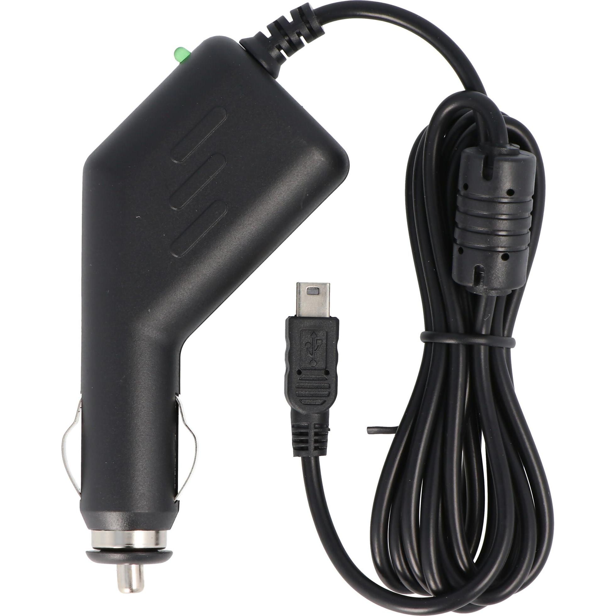 AccuCell KFZ-Ladekabel Mini-USB mit TMC-Antenne, 2A Ladestrom, Auto Adapter