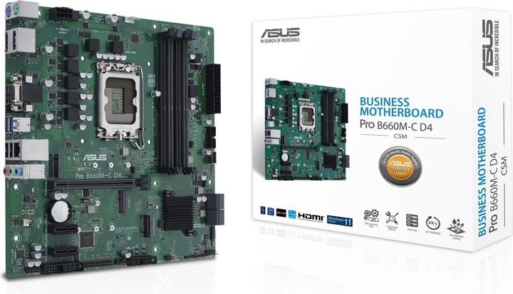 Productafbeelding ASUS PRO B660M-C D4 CSM (LGA 1700, Intel B660, mATX)