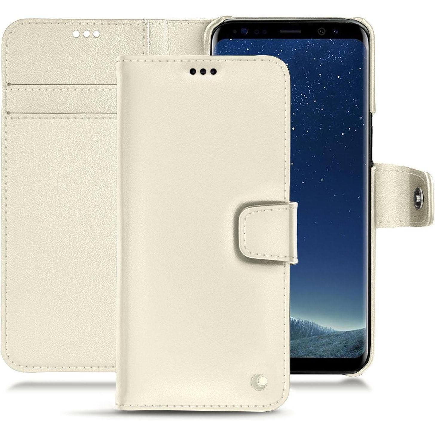 Noreve Lederschutzhülle Wallet (Samsung Galaxy S8+), Smartphone Hülle, Weiss