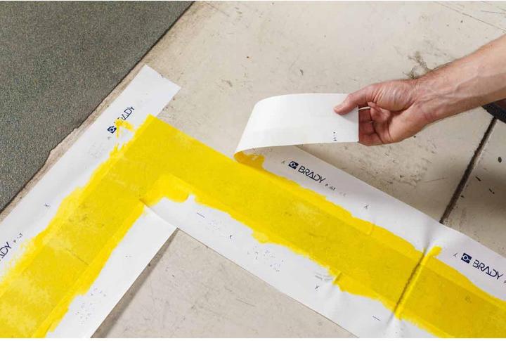 Actual product image Brady PaintStripe stencil - continuous line, polypropylene, transparent/white, 76.20 mm x 30.50