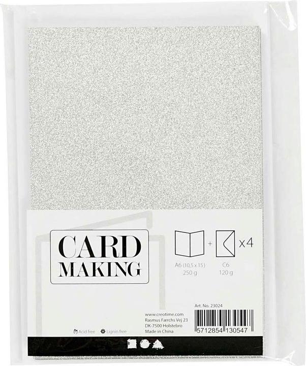 Productafbeelding Creativ Company Karten und Umschläge 10,5 x 15 cm Glitzer Silber - 4 Stück. (4 Pcs.)