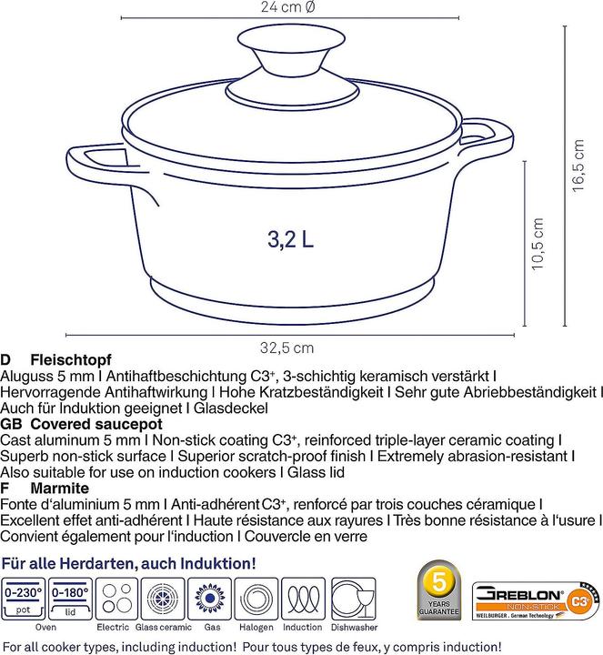Produktbild Kela Kerros (Kochtopf, Aluminiumguss, 24 x 10.50 cm)