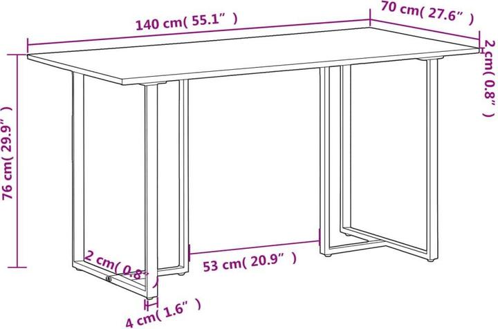 Image du produit vidaXL Esstisch (140 x 70 x 76 cm)