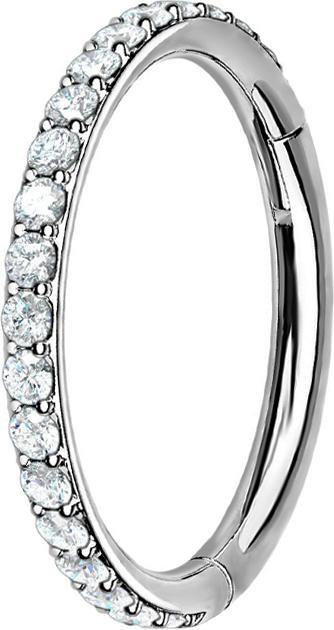 Image du produit Star Piercing Micro anneau segment pliable argent cristaux latéraux argent (Titane, sans laiton)