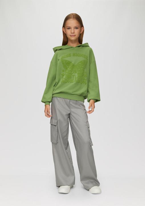 Produktbild s.Oliver Sweatshirt Oversized-Sweatshirt mit Kapuze und gummiertem Frontprint (M)