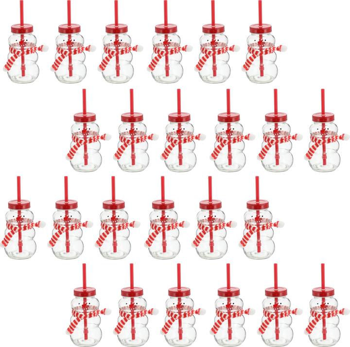 Produktbild Novaliv 24x Tassen Glühwein 260 ml Personalisierte Weihnachtstasse mit Trinkhalm - Schneemann als Gl (260 ml, 24x)