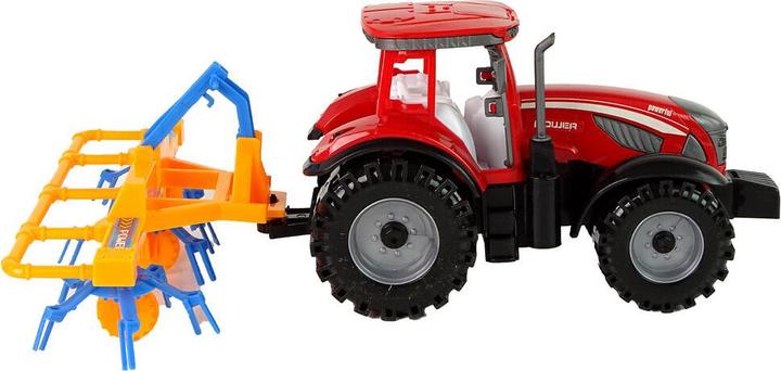 Produktbild Lean Toys Roter Traktor mit Rechen-Reibungsantrieb