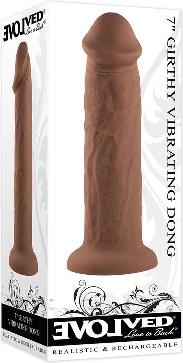 Actual product image Evolved Love is Back - 7 Inch Girthy Vibrating Dong - Realistic Looking & Rechargeable - Dark Beige