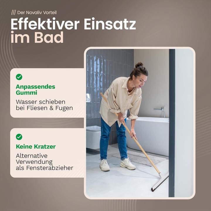 Image du produit Novaliv 5X Raclette à Eau Sol Douche Voiture avec Manche en Bois Plastique 43cm I Raclette Douche D